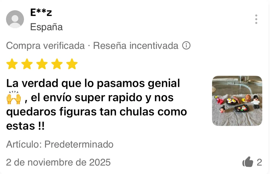 Reseña de 5 estrellas: lo pasamos genial y el envío súper rápido